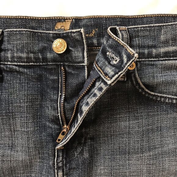 7 For All Mankind SFAM 27 Dark Wash Blue Jean Denim Mini Skirt Pockets USA Y2k - Picture 3 of 9